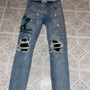 Lakenzie Cobra Stitched Ripped Jeans 